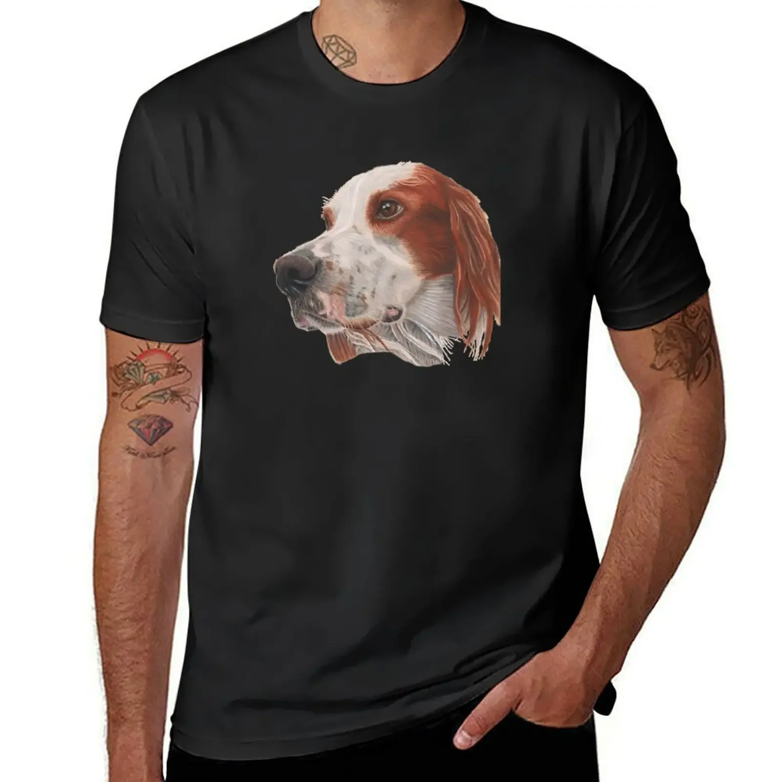 An Irish red and white Setter T-Shirt sports fans boys whites customs hippie clothes T-shirts for men cotton