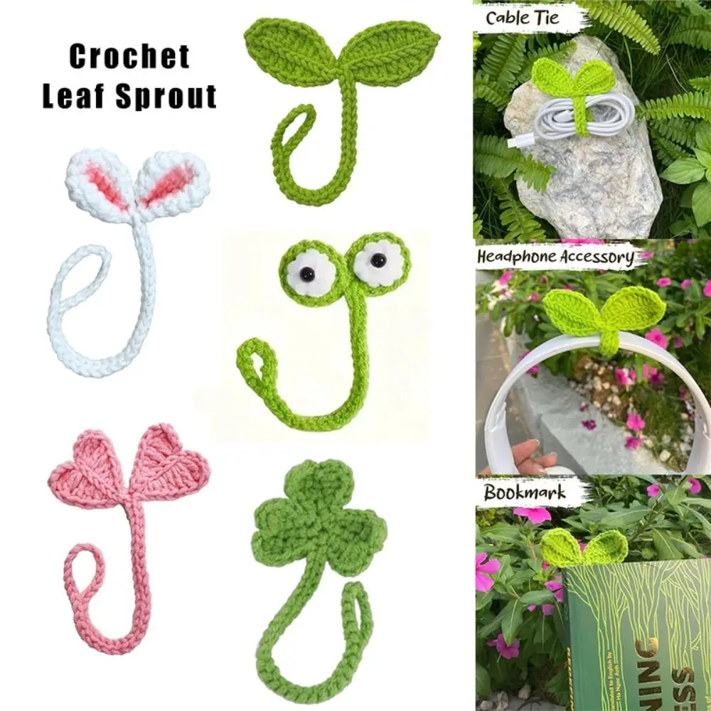 

High Quality Hand-Knitted Crochet Leaf Sprout Crochet Leaf Bud Versatile Crochet Bookmarks Cute Decor Cable Tie