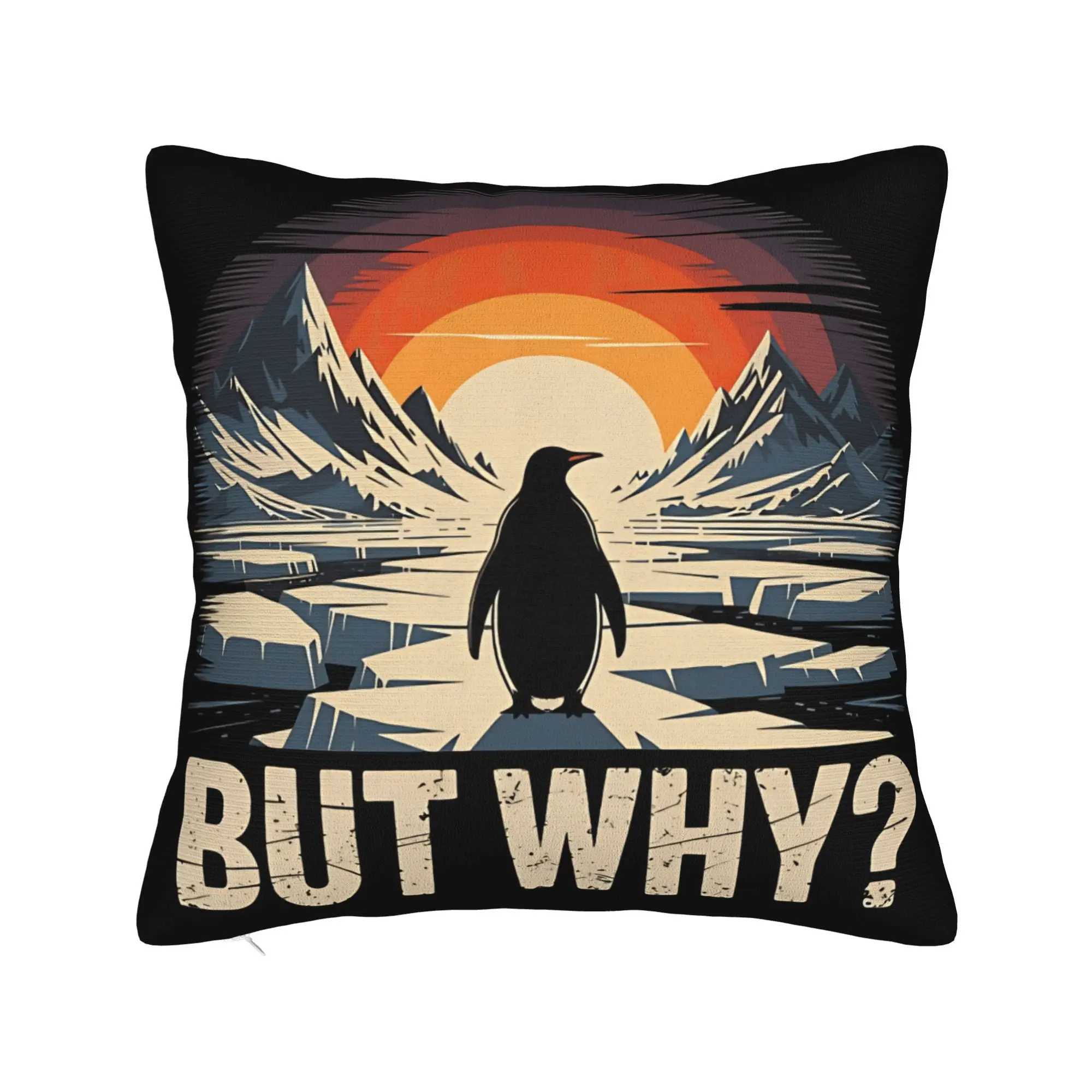 Penguin But Why Mountains Modern Artwork Pillow Cover  Comfy Cushion Cover Vintage Pillow Case For Wedding Party Home Decor