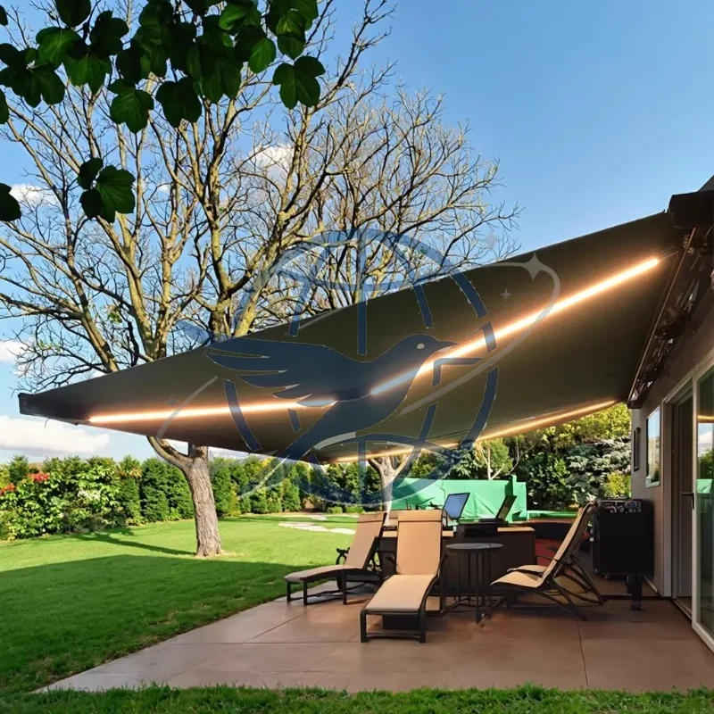 5x4M 6x4M Luxury Electric Retractable Patio Awning Cassette Aluminum Acrylic Sail Awning Outdoor Motorized