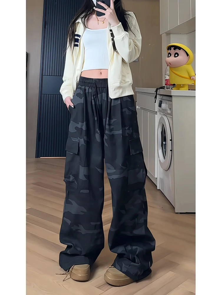 

Мужские рабочие брюки American Sle в камуфляжном стиле, весенне-осенние, оверсайз, прямые, свободные, широкие штанины, стильные длинные брюки