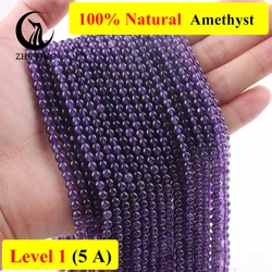 Cheap Natural Amethyst Gemstone Beads 4mm Loose Round Stone Beads for Jewelry Making Bracelet Necklace DIY Accessories