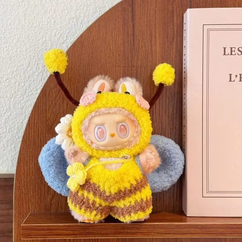

Одежда для детей 17 см, вязаная детская одежда Labubu, вязаная крючком одежда ручной работы, носимый набор милых растений ручной работы 1/2/3 поколения