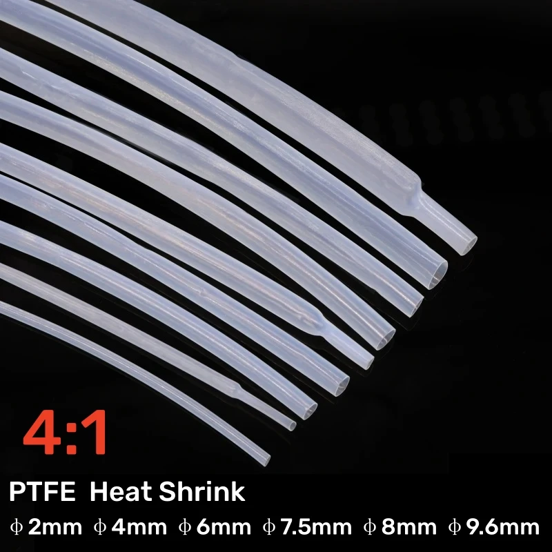 PTFE Clear Heat Shrink Tube 4:1 Sleeving High Temperature and Oil Resistant  Pipe Shrink Tubing for Wires Dia 2 4 6 7.5 8 9.6mm