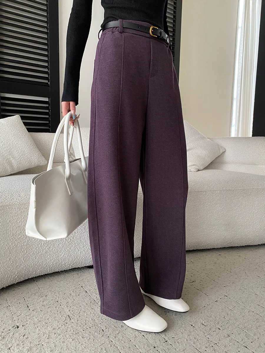 Early Autumn New Women's Solid Color Relaxation High Waist Loose Wide Leg Casual Pants