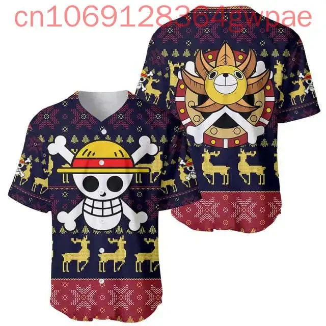 

One Piece Monkey D Luffy Baseball Jersey Men and Women Y2k Button Shirt Summer Casual Kids Cool Baseball Jersey