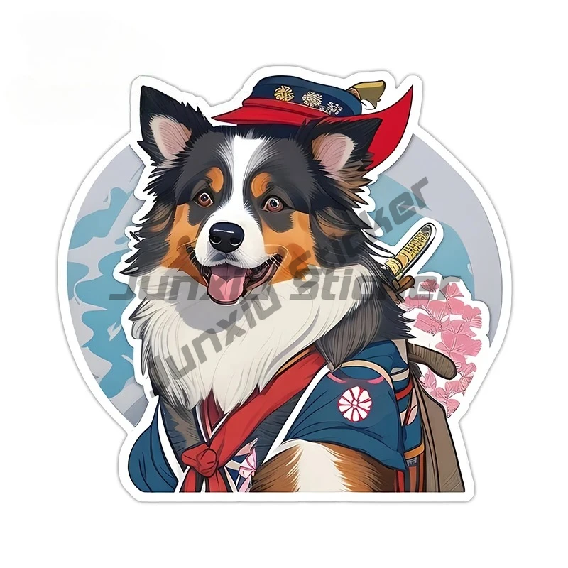 

Lovely Samurai Dog Car Stickers Cool Cartoon Graphics Helmet Computer Decals Simple Fashionable Camper Accessories