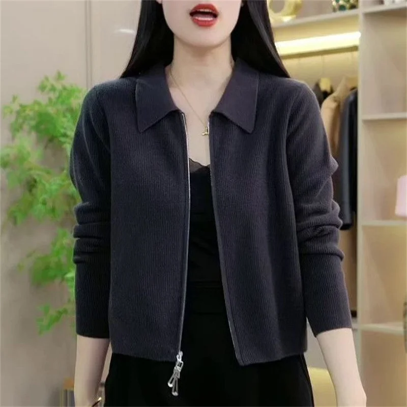 Spring Autumn Women High End Fashion Style Casual Short Knitted Cardigan Sweater 2024 Spring New Korean Edition Versatile Outer