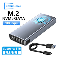 10Gbps/20Gbps SSD M2 NVME Enclosure Single/Dual Protocol M.2 SSD External Hard Drive Case With Cooling Fan Support M Key/B+M Key