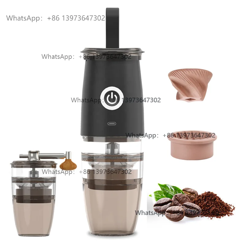 Logo Adjustable Mini Espresso Cafe Hand Coffee Bean Grinder Machine Manual Electric Portable Coffee Grinder