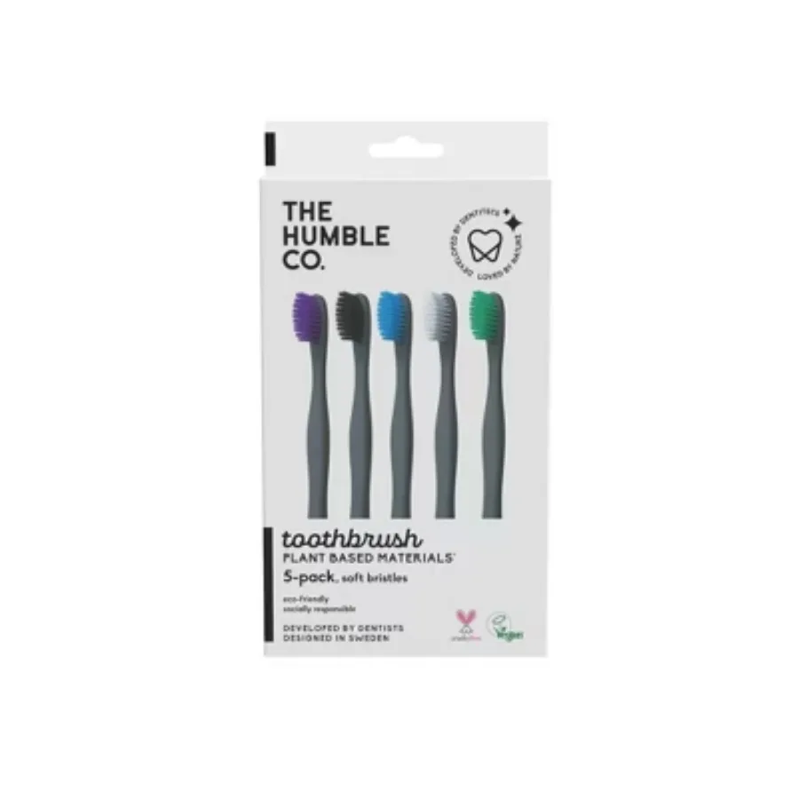 

Vegetarian Toothbrush - 5 pcs - Soft,BPA-free, grade-A bristles ensure a thorough clean. Vegan plant-based handle,BPA-free
