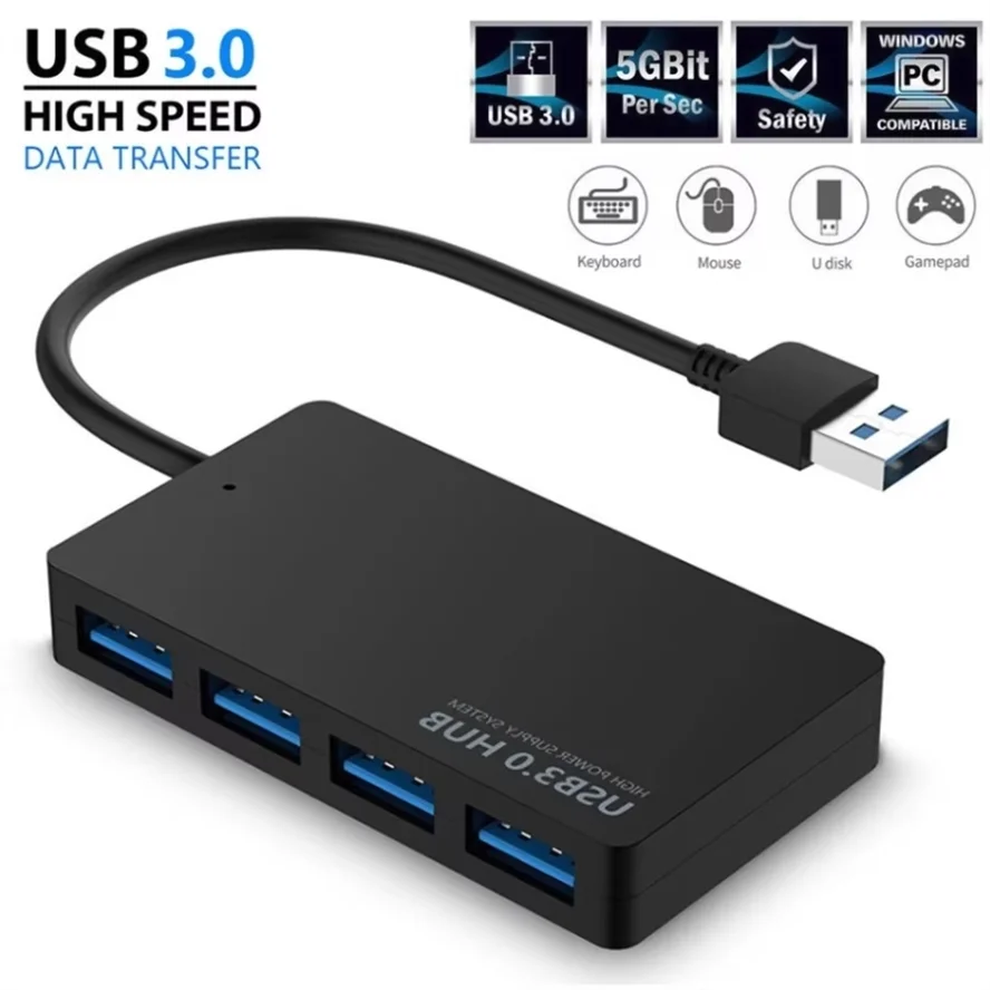 High-speed Usb 3.0 Hub Multi Usb Splitter 4-port Multiple Expander Adapter Computer Accessories For Keyborad Mouse Laptop PC