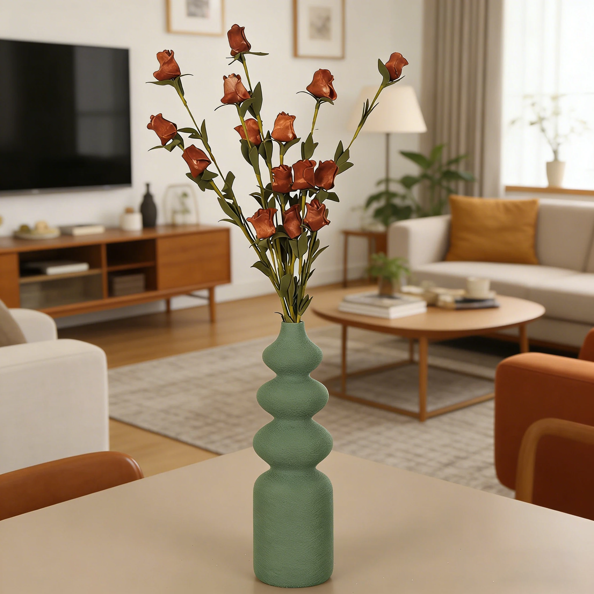 Grenzüberschreitende Wabi-Sabi-Stil geschichtete kürbisförmige Textur dekorative Vase für warme, natürliche Heim-Desktop-weiche Dekoration Sc