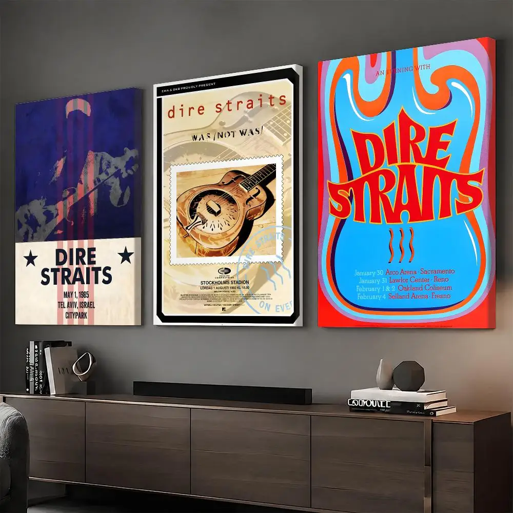 Band Dire S-Straits Painting Calligraphy HD Canvas Print Poster Wall Art | Optional Frame | Modern Hallway Decor