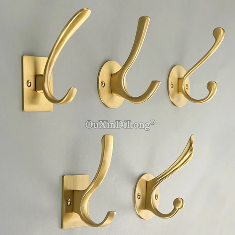 Retro Vintage 10PCS European Pure Brass Clothes Robe Hooks Coat Hat Hook Key Bag Hooks Bathroom Hangers Hooks