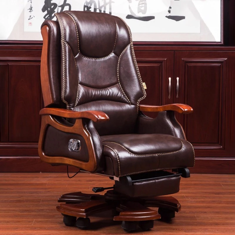 

High Back Leather Office Chair Swivel Accent Computer Ergonomic Office Chair Mobile Swivel Chaise De Bureaux Home Furniture