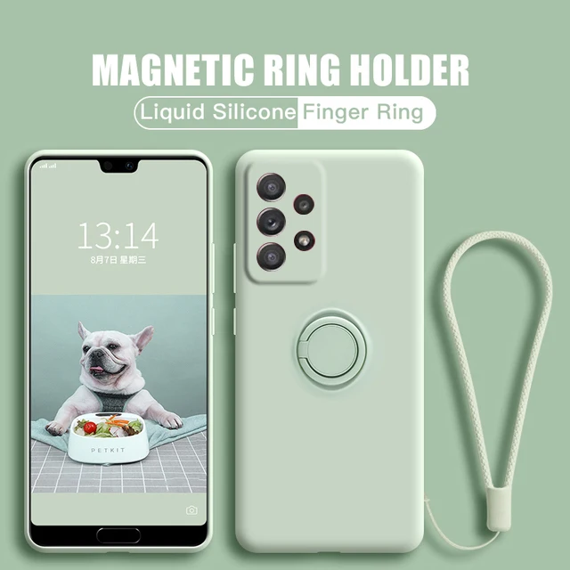 Magnetic Ring Holder Soft Silicone Phone Case For Samsung Galaxy S23 S22 S21 S20 FE Note20 Ultra A13 A33 A53 A51 A71 Strap Cover