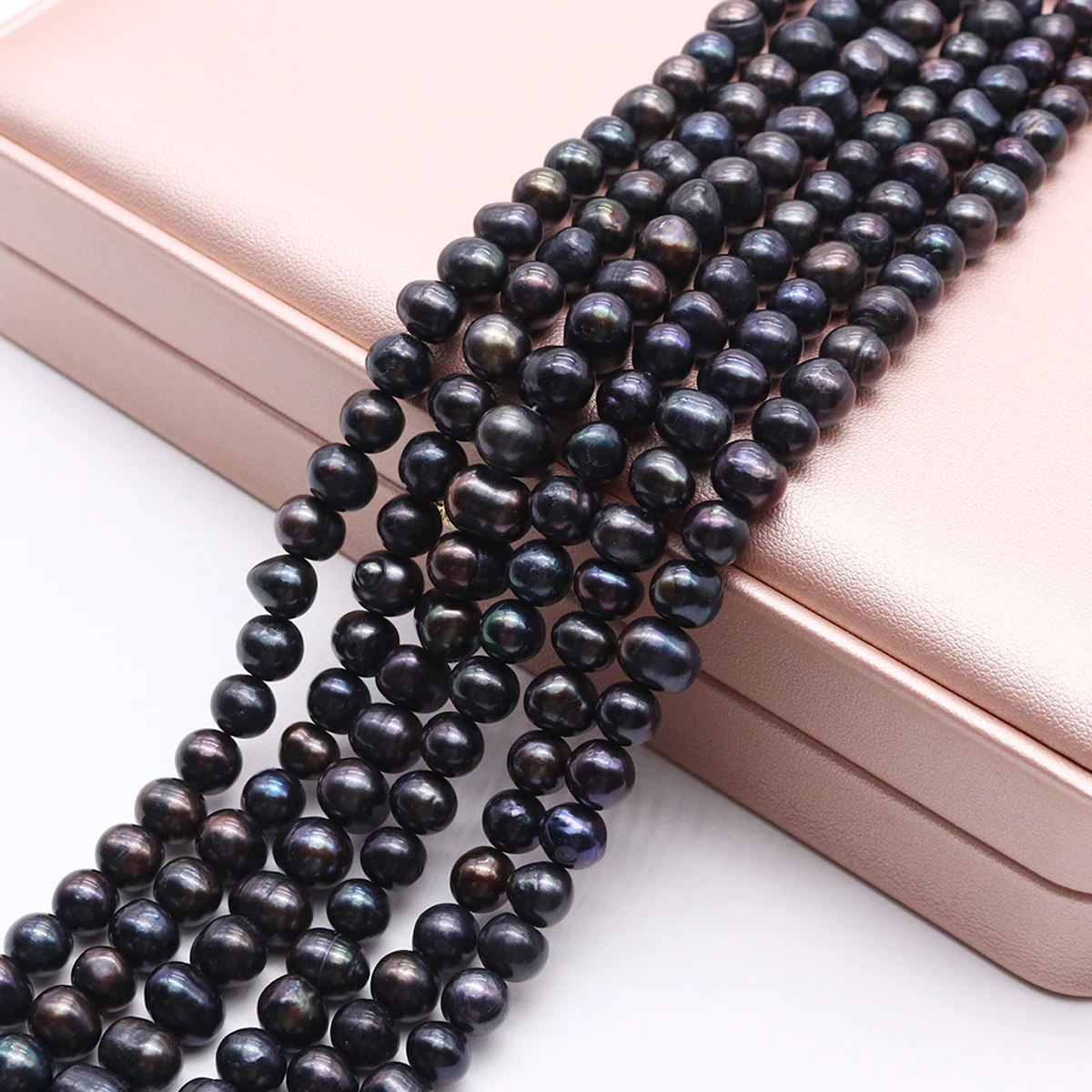 

8-9mm Natural Black Beads Round Shape Pearl Loose Beaded for Women Making DIY Jewerly Necklace Bracelet Earrings 36cm