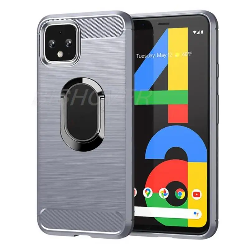 Brushed Carbon Fiber Silicone Case For Google Pixel 4 4A 4XL 3a 3aXL Pixel 4 Pixel 3 3xl XL Magnetic Stand Protective Cover