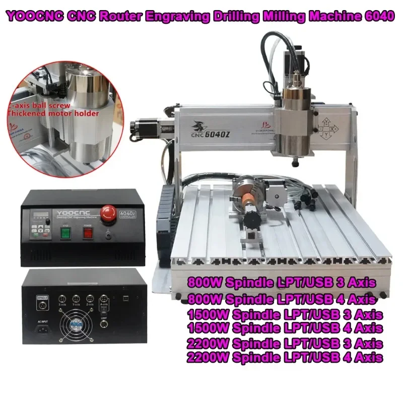 

CNC 6040 Milling Engraving Machine 4060 2.2kw 1.5kw 0.8kw 4 Axis USB Spindle CNC Router Carving Engraver For Wood Metal Working