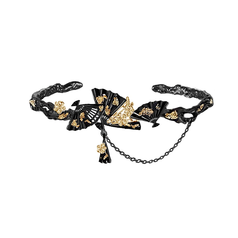 MASW Original Design Luxury Temperament Black Fan Open Bracelets For Women Female Gifts Fashion Jewelry Accessories