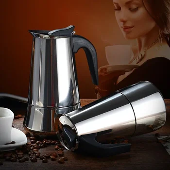 Cafetera italiana de acero inoxidable, máquina de café Espresso de 100-600ml para 2-12 tazas, filtro de estufa, hervidor, olla Moka