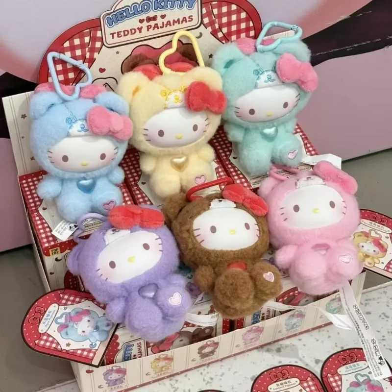 

Hellokitty Teddy пижамная серия Mystery слепая коробка Kawaii плюшевая кукла брелок кулон модные игрушки подвеска на рюкзак подарок-сюрприз