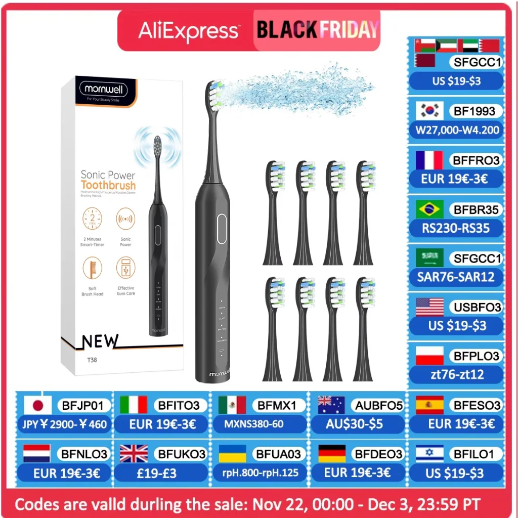 Electric Toothbrush for Adults 8 𝐁𝐫𝐮𝐬𝐡 𝐇𝐞𝐚𝐝𝐬 Sonic Electric Toothbrush with 40000VPM Deep Clean 4 Modes Rechargeable