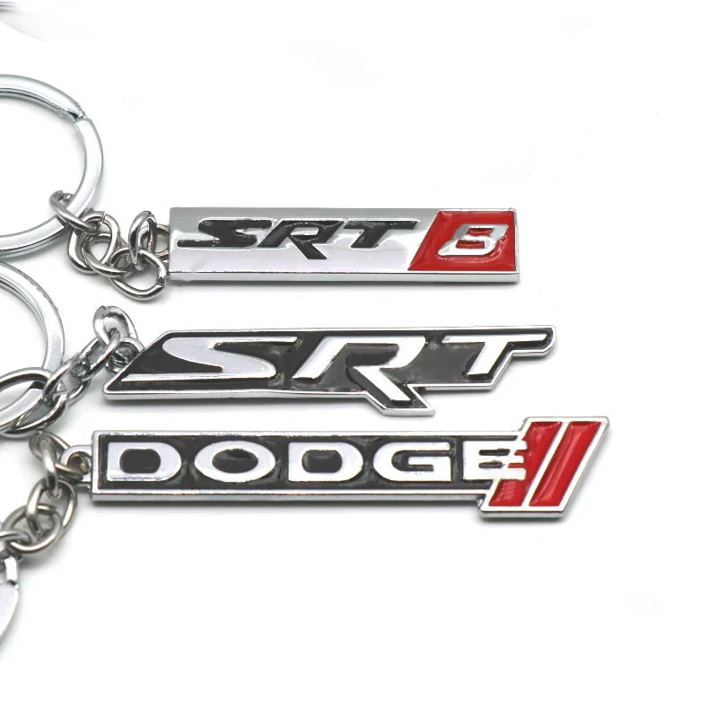 Creative long chain metal car key ring Pendant for Dodge srt badge keychain men and women personalized gift auto accessories