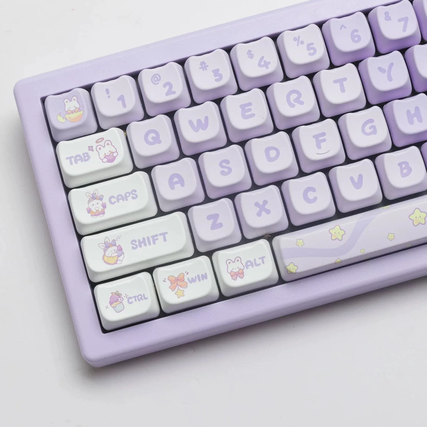 Conjunto de Keycaps Mo PBT, Coelho Roxo, Dye Sub Keycap, Mac Keys for MX Switch, Teclado Mecânico, Bonito, Hi75, 140 Chaves