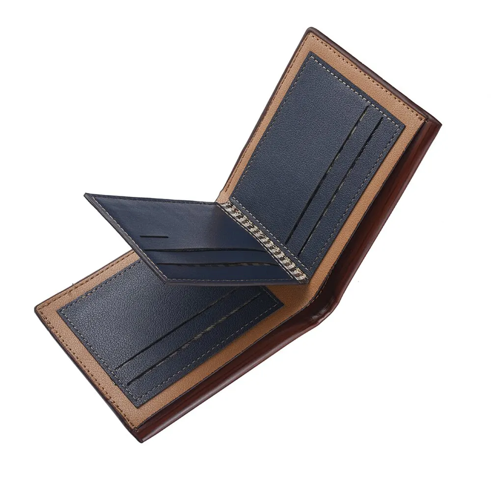 Men's Business Short PU Leather Wallet Men's Slim-fit Soft Leather Credit Card Holder Fashion Solid Color Multi-functional Men's