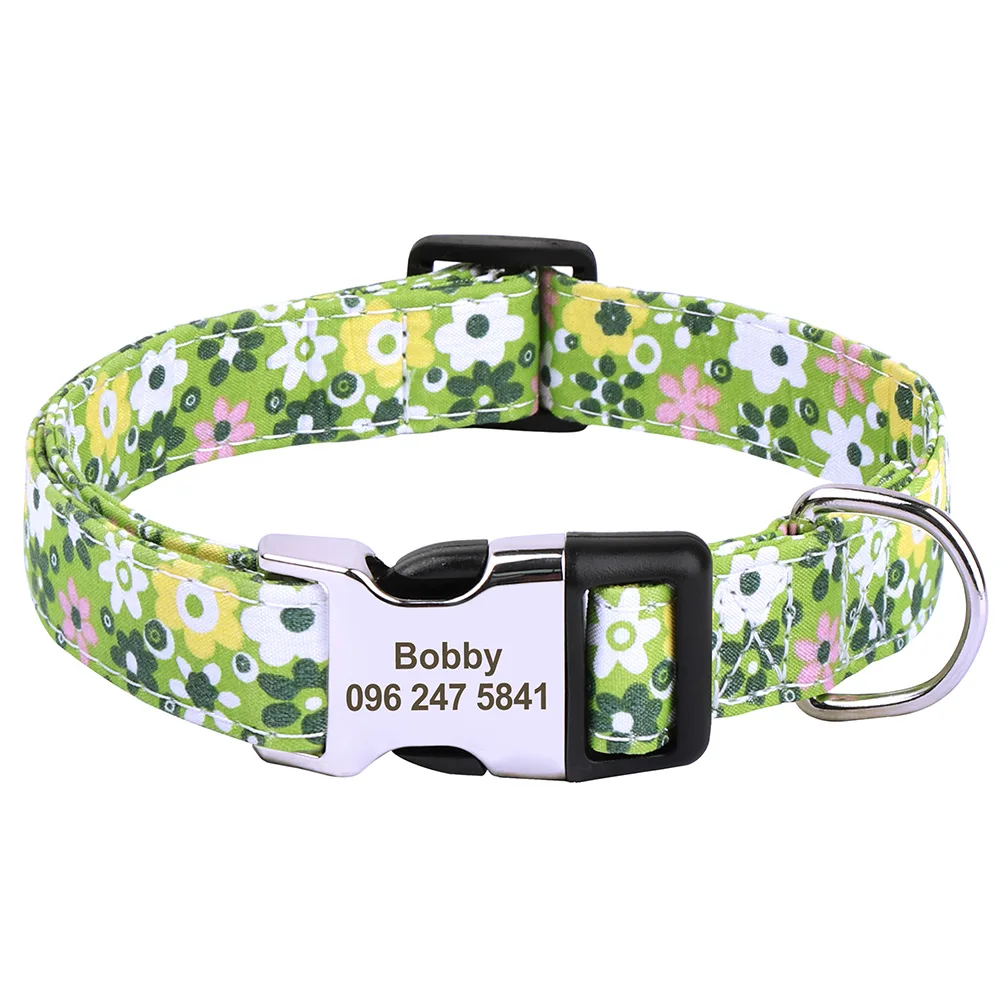 Personalized Printed Nylon Dog Collar With Custom Engraved Name_voghion.com