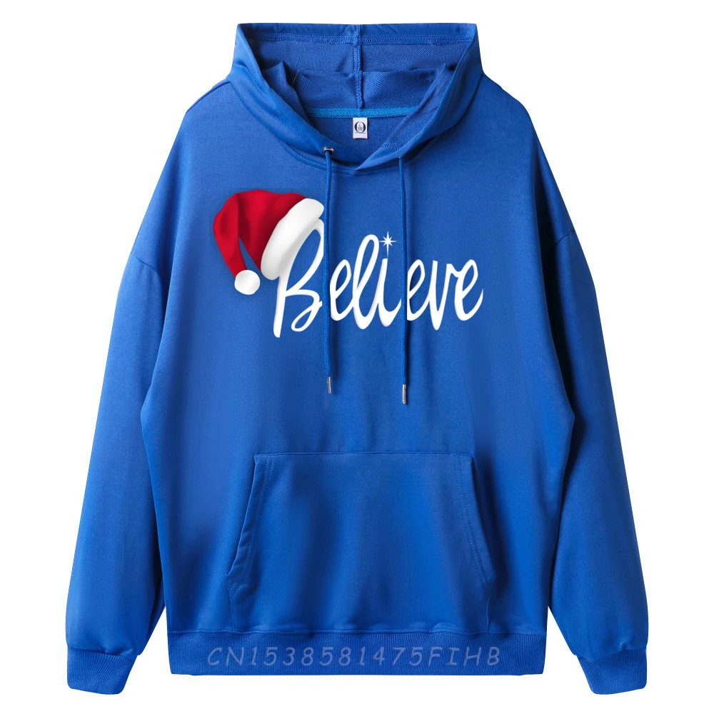 Christmas Believe in Santa Claus Shirt Hoodies Men 100℅ Polyester Fiber Autumn Camisetas