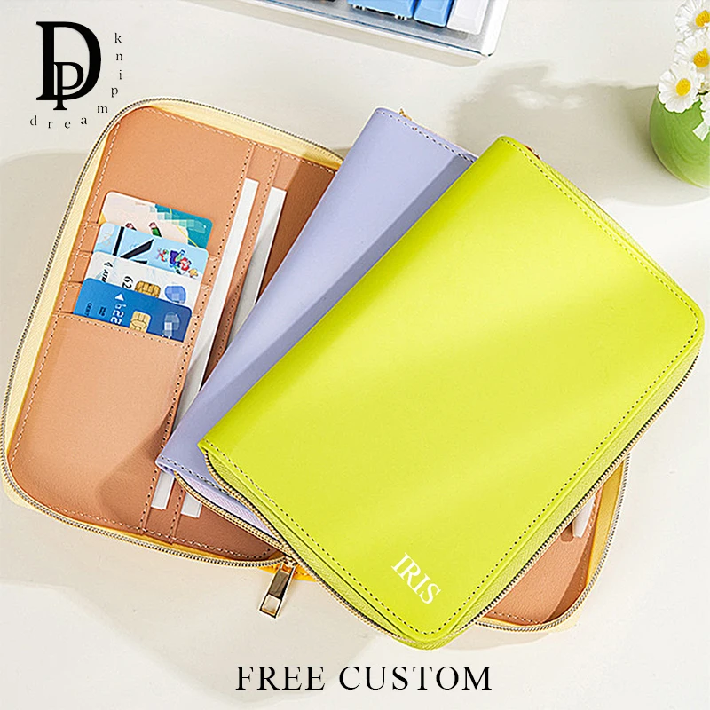 

Блокнот с отрывными листами на заказ, A6 дневник, роскошный деловой многофункциональный дорожный кошелек, кожаная модная сумка для карт, держатель для паспорта на молнии