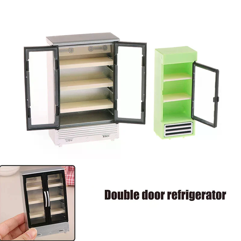 1/12 Symulacja lodówki z zamrażarką do domku dla lalek, mini meble, akcesoria, dekoracje do domku dla lalek, zabawki