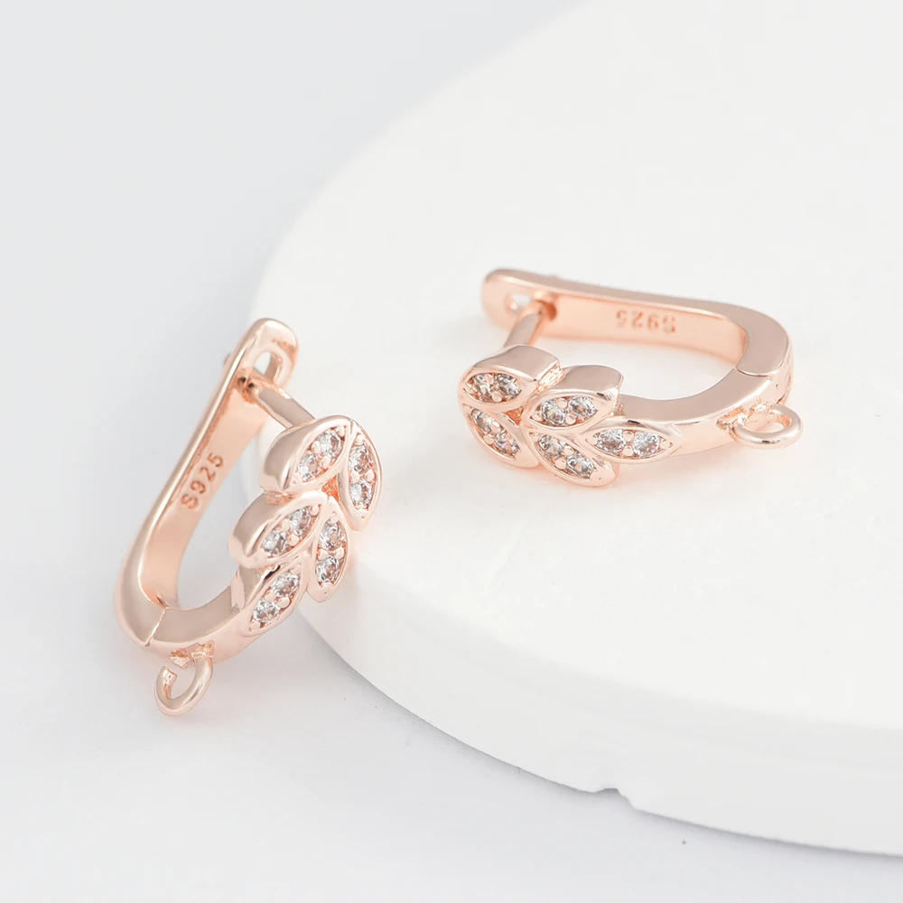 YANASI NEU 4 Farben 18K vergoldete Messing-Ohrhaken, Ohrring-Befestigungen, mit Zirkonia besetzte Ohrringhaken, Zubehör für die Ohrringherstellung – Detail 5