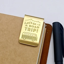 Metal kalem klip pirinç ve çelik kalemlik Vintage hakiki deri seyahat defter inek derisi günlüğü spiral gevşek yaprak aksesuarı