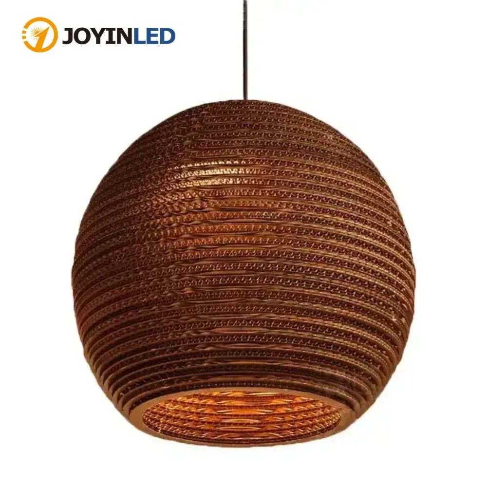 

JOYINLED Modern Antique Different Large Round Brown Ball Chandelier Paper Carving Light Recycled Corrugated Cardboard Chandelier