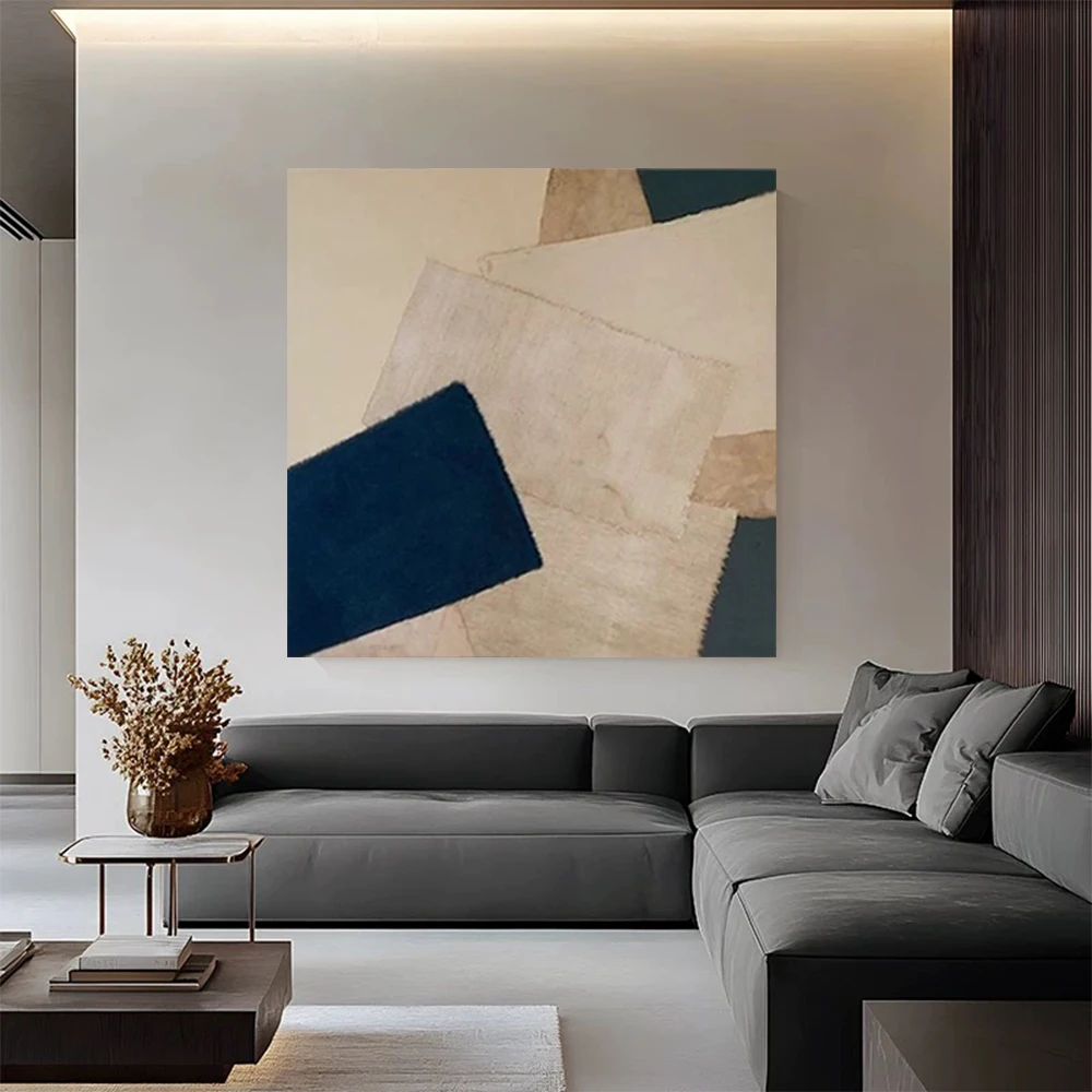 

Handpainted Abstract Oil Painting Style Geometric Color Block Wall Art Modern Home Living Room Decor Picture On Canvas Poster