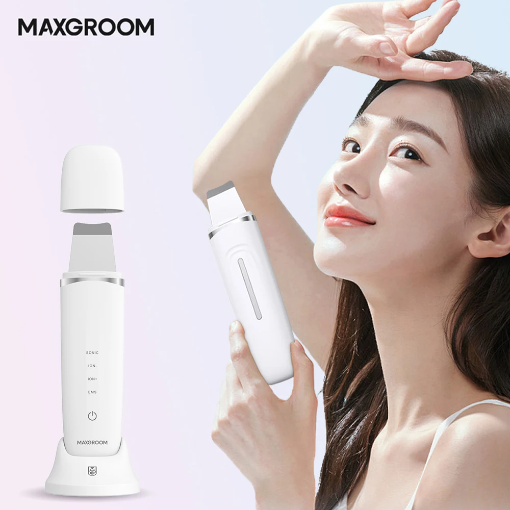 MAXGROOM بالموجات فوق الصوتية الجلد الغسيل تقشير الوجه بالموجات فوق الصوتية EMS شد الوجه الأحمر الأزرق العناية بالبشرة المسام آلة التطهير العميق #1