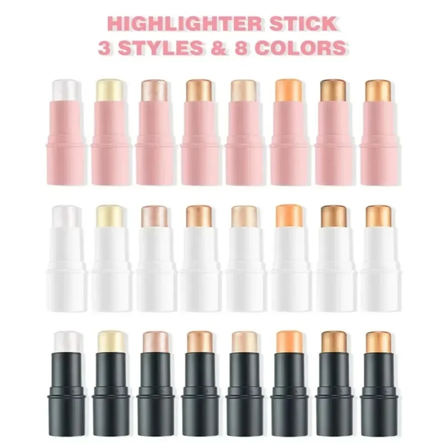 Private Label 3style Tube Highlighter Stick Waterproof Long Lasting Easy To Apply High Pigment Glitter Illuminator Makeup Bulk