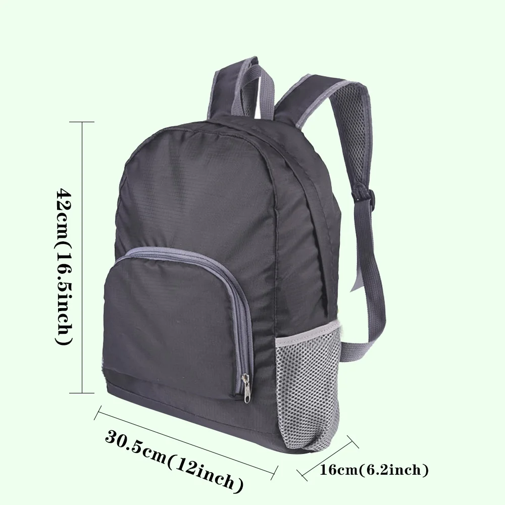 Saco dobrável ao ar livre mochila portátil acampamento caminhadas viajar daypack cinza armazenamento ombros lazer esporte saco cogumelo impressão