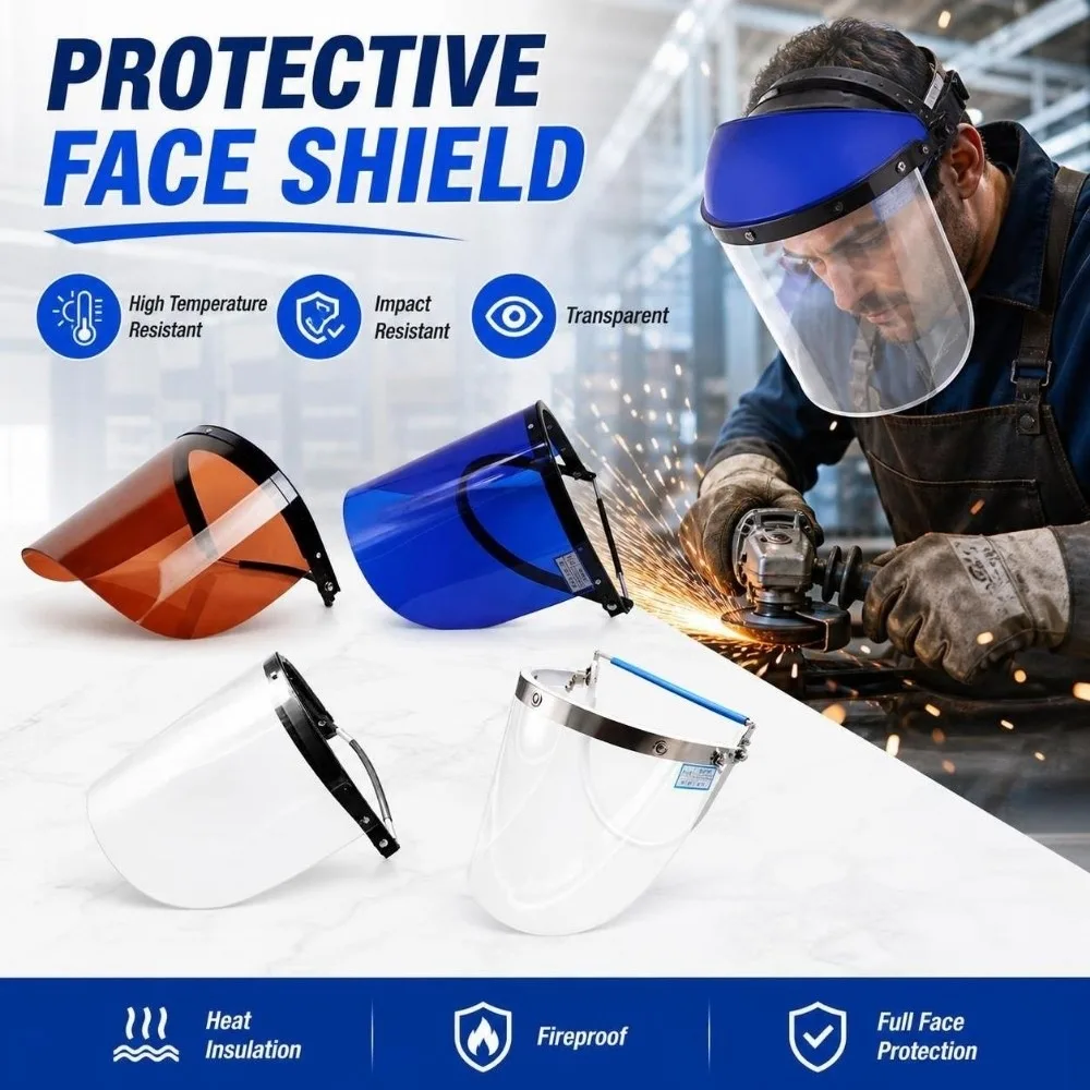 High Temperature Resistant Protective Face Shield Transparent Heat Insulation Full Face Visor Impact Resistant Fireproof