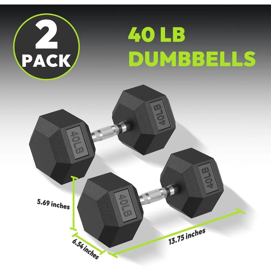 مجموعة الدمبل السداسية 2.5400 رطل المطاط المغلفة ممارسة اللياقة البدنية الدمبل الأوزان مجموعة من 2 وزن اليد لتدريب القوة #2