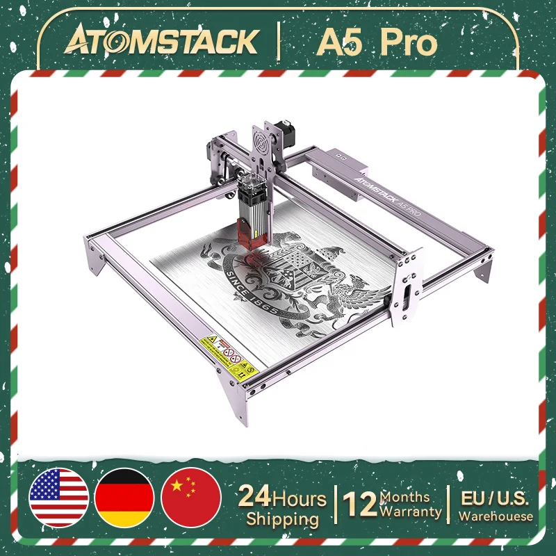 ATOMSTACK A5 Pro Laser Engraving Machine 40W DIY CNC Laser Engraver Cutter Eye Protection Fix-Focus Handmade Large 400*400mm