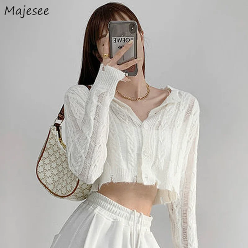 sweater Cardigan Women Popular Fashion All-match Summer Clothing Korean Style Button New Arrival Straight Hot Sale Sexy Casual