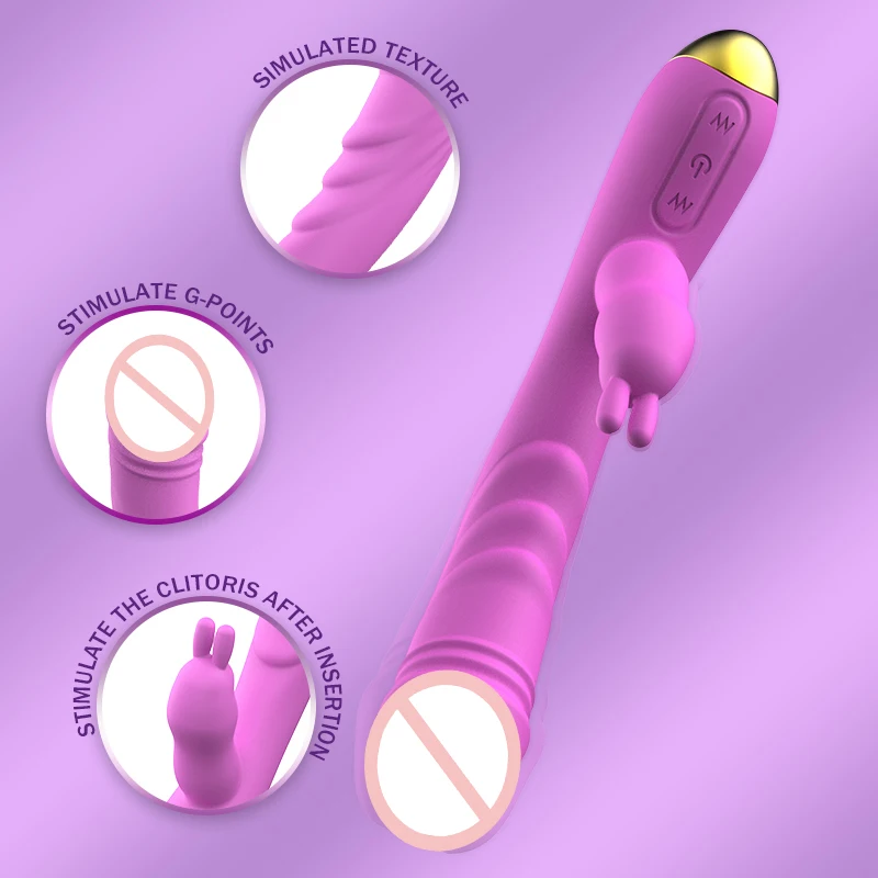 2 in 1 Heating G Spot Rabbit Vibrator For Women Clitoris Nipple Dual Stimulator Vagina Massager,Sex Toys For Female Masturbator