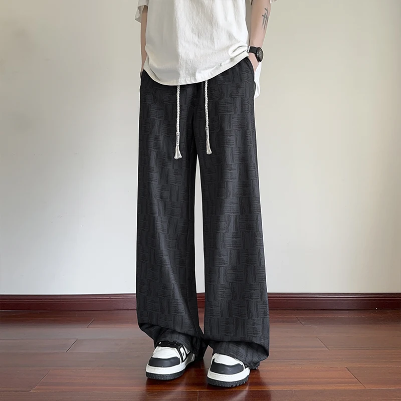 

Мужские летние тонкие дышащие брюки из ледяного шелка с эффектом охлаждения, свободного прямого кроя, широкие, повседневные, модные, против морщин