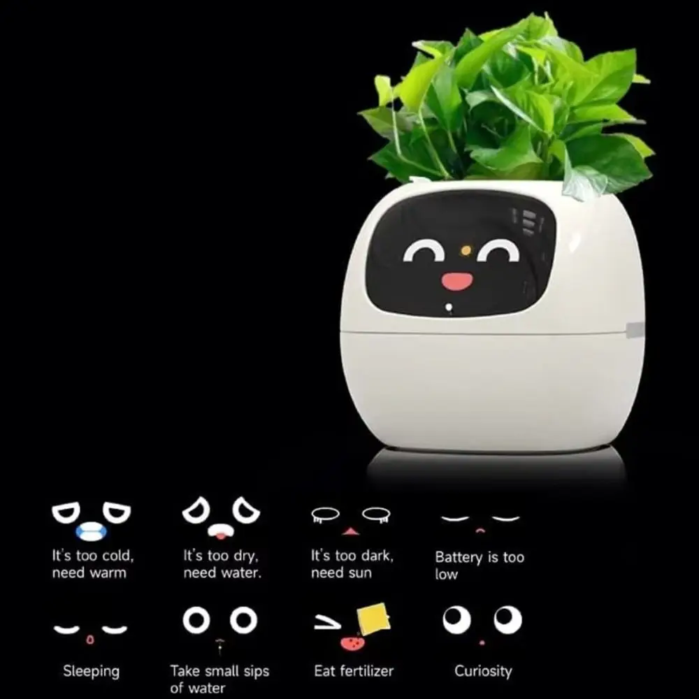 Robot Guidance Smart Plant Pot Interaction Rich Expression Smart Mini Planter Durable Creative Plant Robot Vases Gift