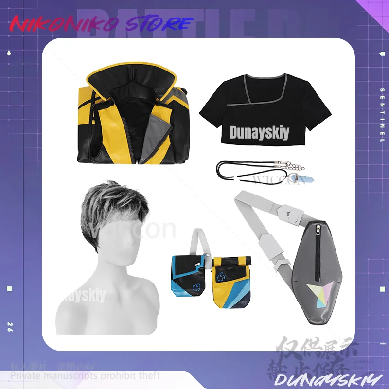 Waylay 코스프레 Anime Game VALORANT Costume Sexy Yellow Black Jumpsuit Uniform Wigs Props Shoes Set Y2K Punk Girls 코스프레